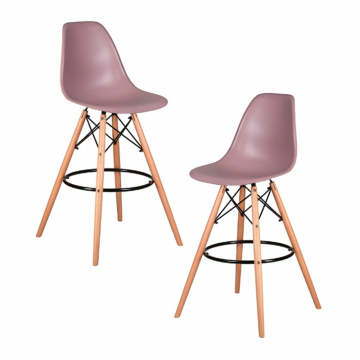 Набор 2 шт Стул барный DOBRIN DSW BAR, ножки светлый бук, цвет сиреневый (P-04)