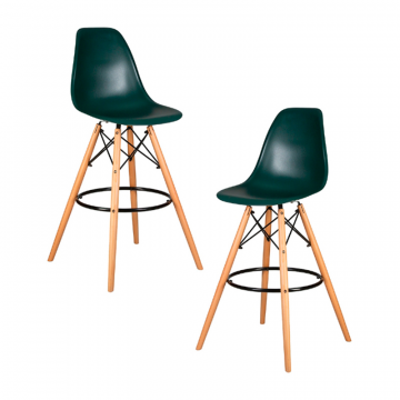 Набор 2 шт Стул барный DOBRIN DSW BAR, ножки светлый бук, цвет тёмно-зеленый (G-13)