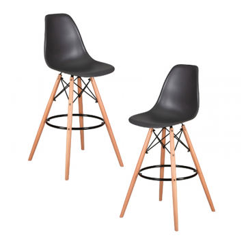 Набор 2 шт Стул барный DOBRIN DSW BAR, ножки светлый бук, цвет тёмно-серый (GR-04)