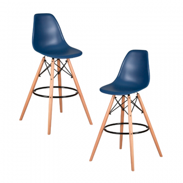 Набор 2 шт Стул барный DOBRIN DSW BAR, ножки светлый бук, цвет тёмно-синий (BE-12)