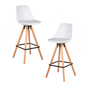 Набор 2 шт Стул полубарный DOBRIN RONNI, ножки светлый бук, белый (ZL-W-02)