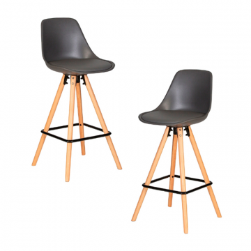 Набор 2 шт Стул полубарный DOBRIN RONNI, ножки светлый бук, тёмно-серый (GR-04)