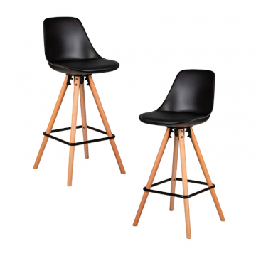 Набор 2 шт Стул полубарный DOBRIN RONNI, ножки светлый бук, черный (B-03)