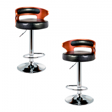 Набор 2 шт Стул барный DOBRIN FRED, коричневое дерево, чёрный