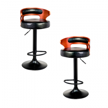 Набор 2 шт Стул барный DOBRIN FRED BLACK, коричневое дерево, чёрный