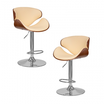 Набор 2 шт Стул барный DOBRIN KARTER, коричневое дерево, кремовый