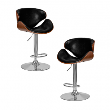 Набор 2 шт Стул барный DOBRIN KARTER, коричневое дерево, чёрный