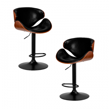 Набор 2 шт Стул барный DOBRIN KARTER BLACK, коричневый орех дерево (BWW), черный PU