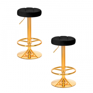 Набор 2 шт Табурет барный DOBRIN BRUNO GOLD, черный велюр (MJ9-101)