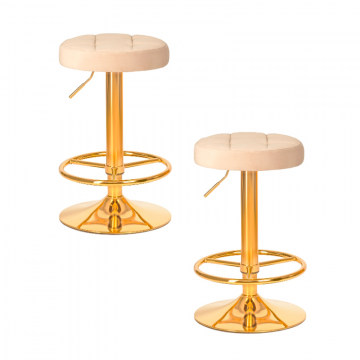 Набор 2 шт Табурет барный DOBRIN BRUNO GOLD, бежевый велюр (MJ9-10)
