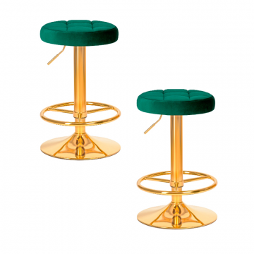 Набор 2 шт Табурет барный DOBRIN BRUNO GOLD, зеленый велюр (MJ9-88)