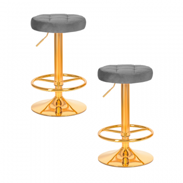 Набор 2 шт Табурет барный DOBRIN BRUNO GOLD, серый велюр (MJ9-75)