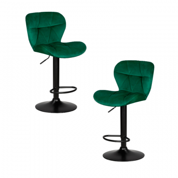 Набор 2 шт Стул барный DOBRIN BARNY BLACK, зеленый велюр (MJ9-88)