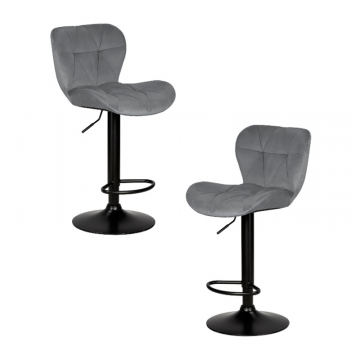 Набор 2 шт Стул барный DOBRIN BARNY BLACK, серый велюр (MJ9-75)