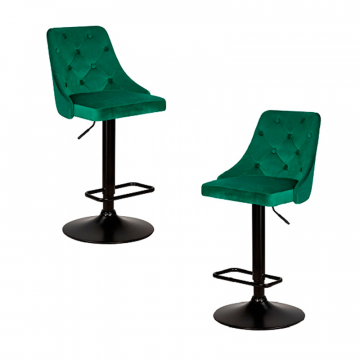 Набор 2 шт Стул барный DOBRIN JOSEPH BLACK, зеленый велюр (MJ9-88)