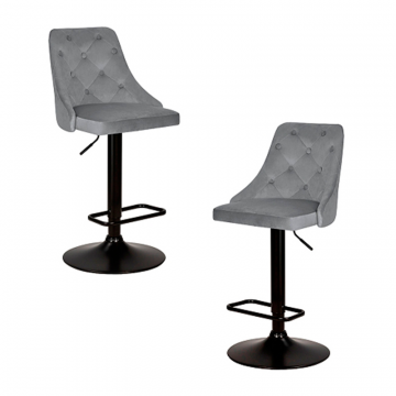 Набор 2 шт Стул барный DOBRIN JOSEPH BLACK, серый велюр (MJ9-75)