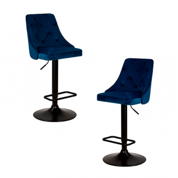 Набор 2 шт Стул барный DOBRIN JOSEPH BLACK, синий велюр (MJ9-117)