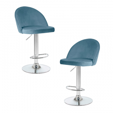 Набор 2 шт Стул барный DOBRIN MILANA, пудрово-голубой велюр (MJ9-74)