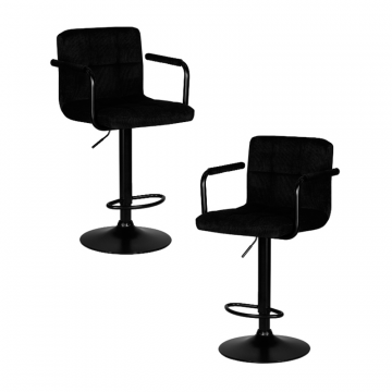 Набор 2 шт Стул барный DOBRIN KRUGER ARM BLACK, черный вельвет (LAR-E2041-52)