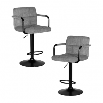 Набор 2 шт Стул барный DOBRIN KRUGER ARM BLACK, серый вельвет (LAR-E2041-25)