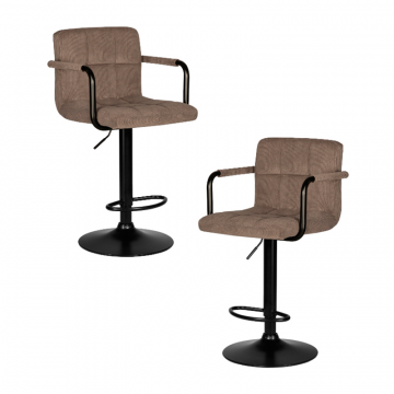Набор 2 шт Стул барный DOBRIN KRUGER ARM BLACK, какао вельвет (LAR-E2041-05)