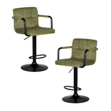 Набор 2 шт Стул барный DOBRIN KRUGER ARM BLACK, зеленый вельвет (LAR-E2041-7)