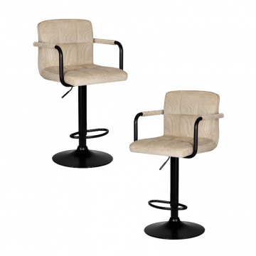 Набор 2 шт Стул барный DOBRIN KRUGER ARM BLACK, бежевый вельвет (LAR-E2041-04)