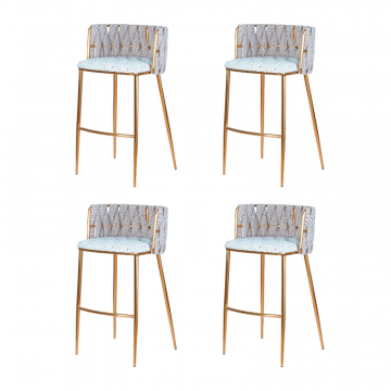 Набор 4 шт Стул барный DOBRIN EMMA GOLD, белый PU (T-01), белая ткань (F-49)