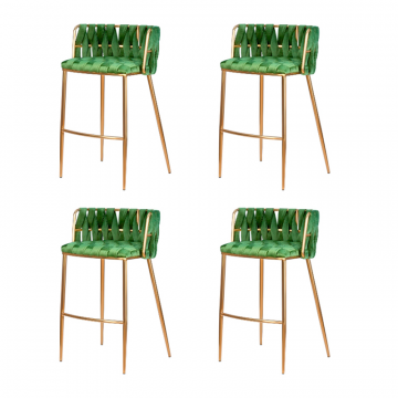Набор 4 шт Стул барный DOBRIN EMMA GOLD, зеленый велюр (VF-08)