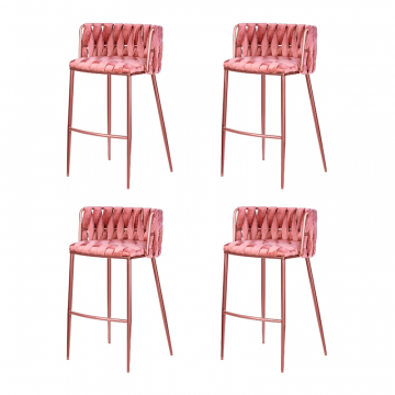 Набор 4 шт Стул барный DOBRIN EMMA ROSE GOLD, розовый велюр (VF-10)