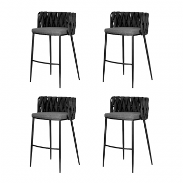 Набор 4 шт Стул барный DOBRIN AMELIA, серая ткань (F-48), темно-серый винтажный PU (MF-12)