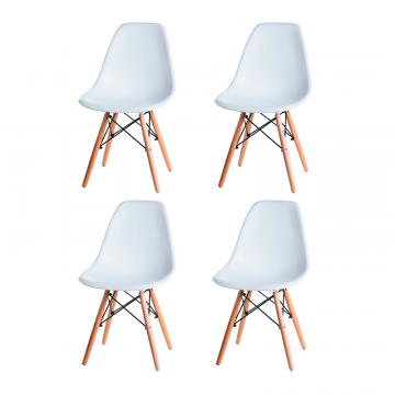 Набор 4 шт Стул обеденный DOBRIN DSW, ножки светлый бук, цвет белый (W-02)