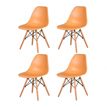 Набор 4 шт Стул обеденный DOBRIN DSW, ножки светлый бук, цвет персиковый (NX-Y-06)
