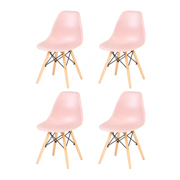 Набор 4 шт Стул обеденный DOBRIN DSW, ножки светлый бук, цвет светло-розовый (PK-02)