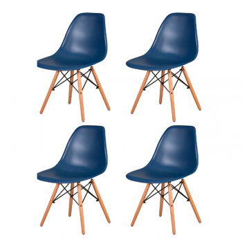 Набор 4 шт Стул обеденный DOBRIN DSW, ножки светлый бук, цвет тёмно-синий (BE-12)