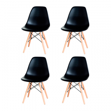 Набор 4 шт Стул обеденный DOBRIN DSW, ножки светлый бук, цвет чёрный (B-03)