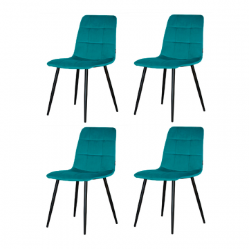 Набор 4 шт Стул обеденный DOBRIN CHILLY, Морской волны Holland 56, основание черное