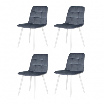 Набор 4 шт Стул обеденный DOBRIN CHILLY, Серо-голубой Holland 14, основание белое