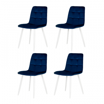 Набор 4 шт Стул обеденный DOBRIN CHILLY, Темно-синий Holland 60, основание белое