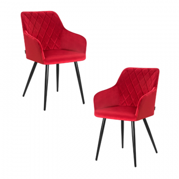 Набор 2 шт Стул обеденный DOBRIN ROBERT, черные матовые ножки, велюр V108-37 Бордовый