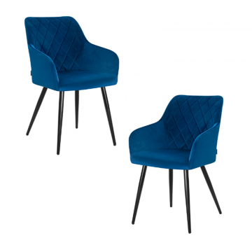Набор 2 шт Стул обеденный DOBRIN ROBERT, черные матовые ножки, велюр V108-67 Тёмно-синий