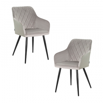 Набор 2 шт Стул обеденный DOBRIN ROBERT, черные матовые ножки, велюр V108-81 Серый