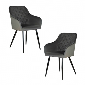 Набор 2 шт Стул обеденный DOBRIN ROBERT, черные матовые ножки, велюр V108-92 Антрацит