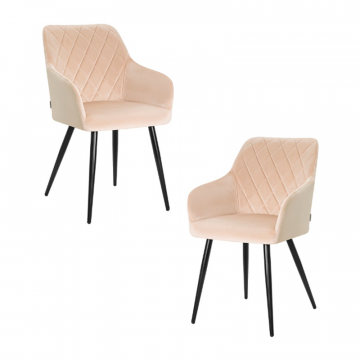 Набор 2 шт Стул обеденный DOBRIN ROBERT, черные матовые ножки, велюр V108-98 Бежевый