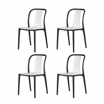 Набор 4 шт Стул обеденный DOBRIN ADAM, черный/белый
