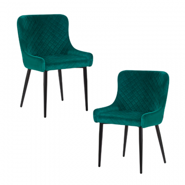Набор 2 шт Стул обеденный DOBRIN RICHARD, черные матовые ножки, зелёный велюр (V108-64)