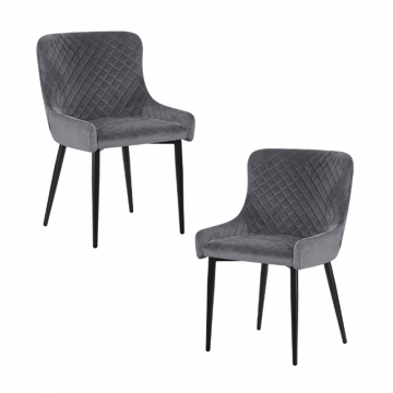 Набор 2 шт Стул обеденный DOBRIN RICHARD, черные матовые ножки, темно-серый велюр (V108-91)