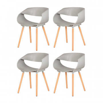 Набор 4 шт Стул обеденный DOBRIN ALIEN, ножки светлый бук, цвет светло-серый (GR-01)