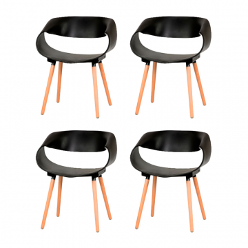 Набор 4 шт Стул обеденный DOBRIN ALIEN, ножки светлый бук, цвет чёрный (B-03)