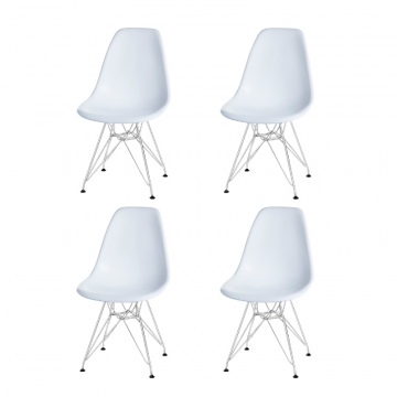 Набор 4 шт Стул обеденный DOBRIN DSR, ножки хром, цвет белый (W-02)